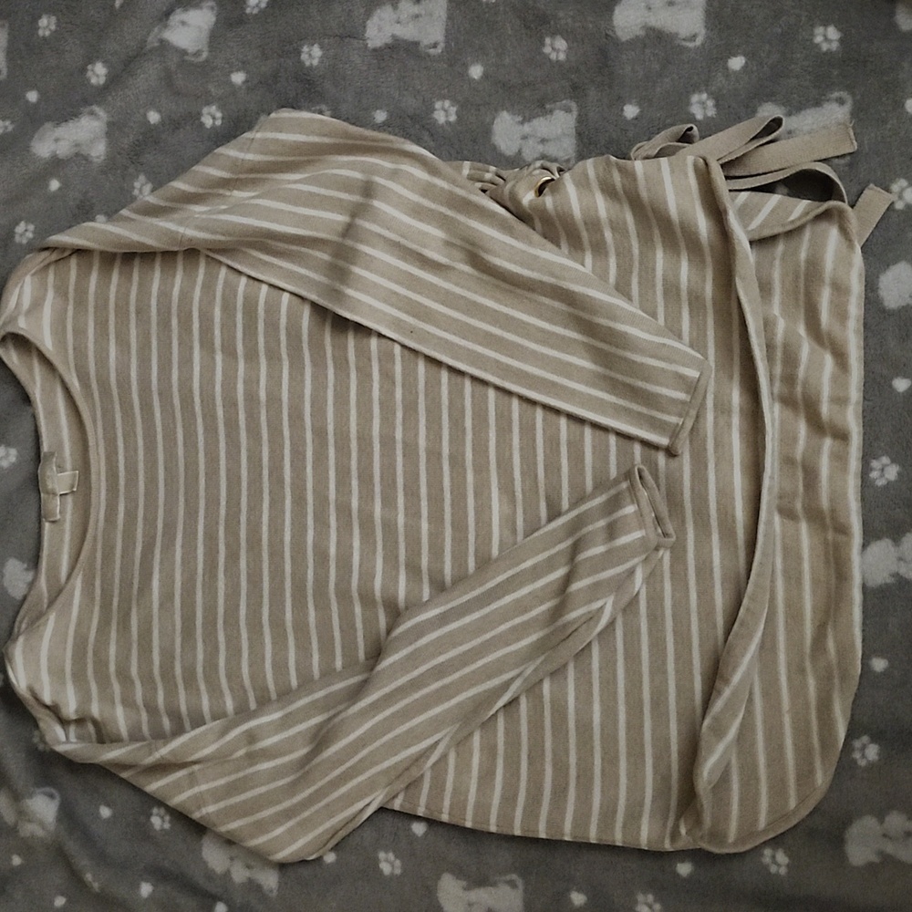 Michael Kors tan and white striped sweater size large